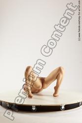 Nude Gymnastic poses Woman White Slim long blond Multi angle poses Pinup